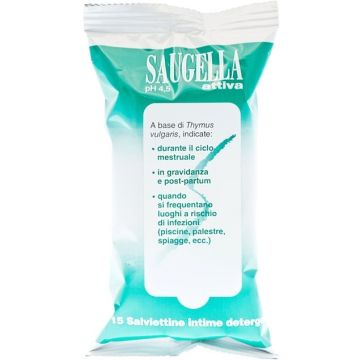 Saugella Attiva Salviettine Detergenti 15 Pezzi