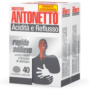 Digestivo Antonetto Acidità e Reflusso Pacco Doppio 40+40 Compresse Formato Convenienza