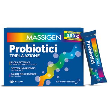 Massigen Probiotici Tripla Azione 10 Bustine Orosolubili
