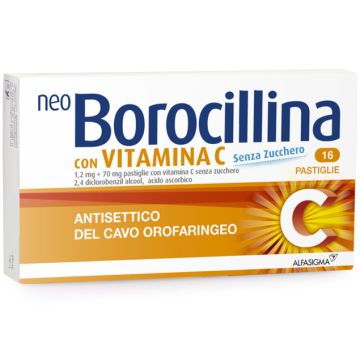 Neo Borocillina con Vitamina C Senza Zucchero 16 Pastiglie