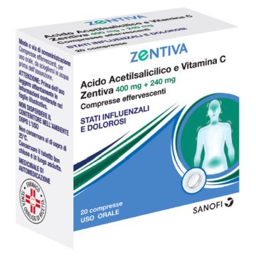 Zentiva Acido Acetil Salicilico e Vitamina C 400mg+240mg 20 Compresse